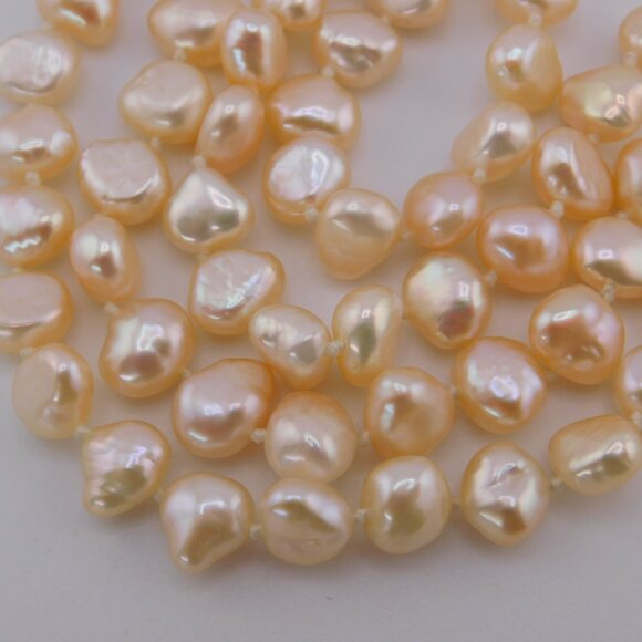 24” Natural Baroque Freshwater Pearl Necklace w/ 925 Sterling Silver Clasp - Picture 4 of 11